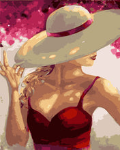 Charger l'image dans la galerie, Peinture par numéros - Femme au Chapeau et Robe rouge