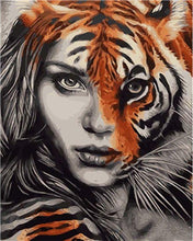 Charger l'image dans la galerie, peinture par numéros | La Femme Tigre | animaux, intermédiaire, portrait, tigres | FiguredArt