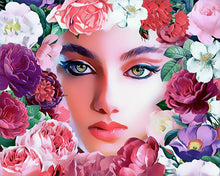 Charger l'image dans la galerie, Peinture par numéros Visage et Fleurs | Figured'Art intermédiaire nouveautés fleurs portrait femmes