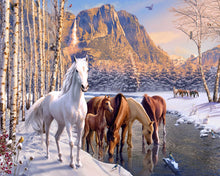 Charger l'image dans la galerie, Peinture par numéros Chevaux à la fin de l'hiver | Figured'Art intermédiaire nouveautés animaux chevaux paysages