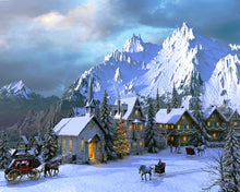 Charger l'image dans la galerie, Peinture par numéros Noël dans les Alpes | Figured'Art intermédiaire nouveautés paysages montagnes