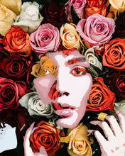 Charger l'image dans la galerie, Peinture par numéros Visage de roses | Figured'Art intermédiaire nouveautés fleurs portrait femmes