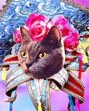 Charger l'image dans la galerie, Peinture par numéros Chat Mardigras | Figured'Art intermédiaire nouveautés animaux chats fleurs