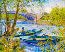 Charger l'image dans la galerie, Peinture par numéros La pêche au Printemps Pont de Clichy Van Gogh Figured'Art bateaux nouveautés paysages reproduction complexe