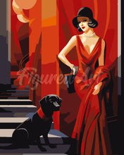 Charger l'image dans la galerie, Peinture par numéros Figured'Art Femme et son Chien Art Déco