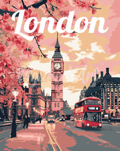 Charger l'image dans la galerie, Peinture par numéros Figured'Art Affiche de voyage Londres en fleurs