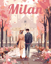 Charger l'image dans la galerie, Peinture par numéros Figured'Art Affiche de voyage Milan en fleurs