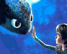 Charger l'image dans la galerie, peinture par numéros | Ami avec un Dragon | animaux dragons facile paysages | FiguredArt