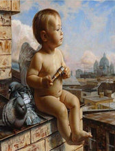 Charger l'image dans la galerie, peinture par numéros | Ange et Pigeons | animaux complexe oiseaux religion | FiguredArt