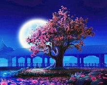 Charger l'image dans la galerie, peinture par numéros | Arbre et grande Lune | fleurs intermédiaire paysages | FiguredArt