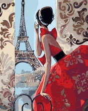 Charger l'image dans la galerie, peinture par numéros | Belle Femme et Tour Eiffel | facile ville | FiguredArt