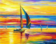 Charger l'image dans la galerie, peinture par numéros | Bord de Mer et Lumières du coucher de Soleil | bateaux complexe paysages | FiguredArt