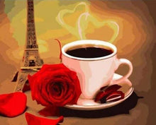 Charger l'image dans la galerie, peinture par numéros | Café et Rose rouge | intermédiaire romantique | FiguredArt