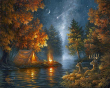 Charger l'image dans la galerie, Peinture par numéros Camping sous une nuit étoilée | Figured'Art intermédiaire animaux rennes et biches nouveautés