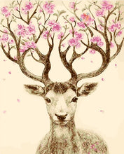 Charger l'image dans la galerie, peinture par numéros | Cerf aux bois fleuris | animaux facile fleurs rennes et biches | FiguredArt