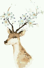Charger l'image dans la galerie, peinture par numéros | Cerf aux jolis bois fleuris | animaux facile rennes et biches | FiguredArt