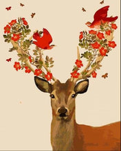 Charger l'image dans la galerie, peinture par numéros | Cerf et Oiseaux | animaux facile rennes et biches | FiguredArt