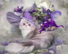 Charger l'image dans la galerie, peinture par numéros | Chat au Chapeau pourpre | animaux chats complexe | FiguredArt