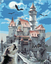 Charger l'image dans la galerie, peinture par numéros | Château et Loup | animaux facile loups paysages | FiguredArt
