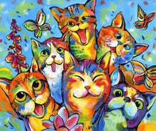 Charger l'image dans la galerie, peinture par numéros | Chats heureux | animaux chats complexe | FiguredArt