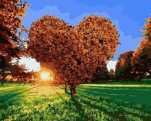 Charger l'image dans la galerie, peinture par numéros | Coucher de Soleil dans un Arbre en Coeur | complexe paysages romantique | FiguredArt
