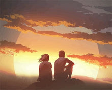 Charger l'image dans la galerie, peinture par numéros | Couple regardant le Coucher du Soleil | facile paysages romantique | FiguredArt