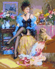 Charger l'image dans la galerie, peinture par numéros | Courtisane et son Chien | intermédiaire romantique | FiguredArt