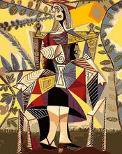 Charger l'image dans la galerie, peinture par numéros | Femme assise sur une Chaise | Intermédiaire, picasso, reproduction | FiguredArt
