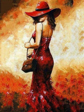 Charger l'image dans la galerie, peinture par numéros | Femme au Chapeau rouge se retournant | complexe romantique | FiguredArt