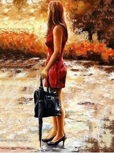 Charger l'image dans la galerie, peinture par numéros | Femme chic et Parapluie noir | complexe romantique | FiguredArt