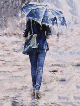 Charger l'image dans la galerie, peinture par numéros | Femme en bleu sous un Parapluie | intermédiaire nouveautés romantique | FiguredArt
