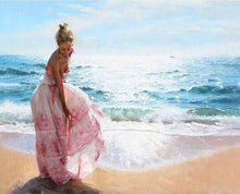 Charger l'image dans la galerie, peinture par numéros | Femme en Robe sur la Plage | Complexe, paysages, romantique | FiguredArt