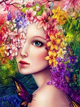 Charger l'image dans la galerie, peinture par numéros | Femme Fleurie | Complexe, fleurs, portrait | FiguredArt