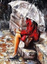 Charger l'image dans la galerie, peinture par numéros | Femme seule sous la pluie | complexe romantique | FiguredArt