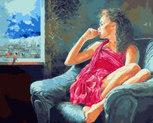 Charger l'image dans la galerie, peinture par numéros | Femme songeuse près de la Fenêtre | intermédiaire portrait romantique | FiguredArt