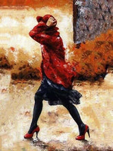 Charger l'image dans la galerie, peinture par numéros | Femme tenant son Chapeau | intermédiaire romantique | FiguredArt