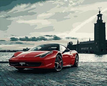 Charger l'image dans la galerie, peinture par numéros | Ferrari rouge | intermédiaire ville | FiguredArt