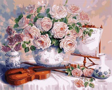 Charger l'image dans la galerie, peinture par numéros | Fleurs et Violon | facile fleurs | FiguredArt