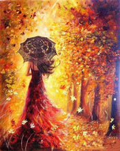 Charger l'image dans la galerie, peinture par numéros | Forêt dAutomne et Femme au Parapluie | complexe romantique | FiguredArt