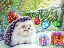 Charger l'image dans la galerie, peinture par numéros | Hérisson et Cadeaux de Noël | animaux complexe hérissons Noël | FiguredArt