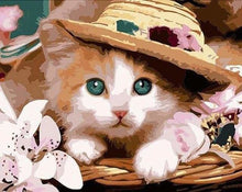 Charger l'image dans la galerie, peinture par numéros | Le Chat au Chapeau | animaux chats facile | FiguredArt