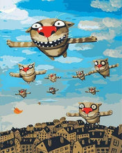 Charger l'image dans la galerie, peinture par numéros | Les Chats volants | chats enfants facile | FiguredArt