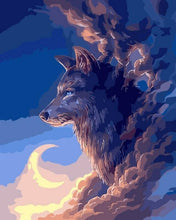 Charger l'image dans la galerie, peinture par numéros | Loup et Lune | animaux facile loups | FiguredArt