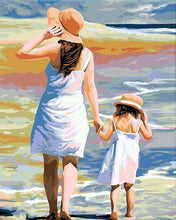 Charger l'image dans la galerie, peinture par numéros | Mère et Fille à la Plage | facile paysages romantique | FiguredArt