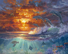 Charger l'image dans la galerie, Peinture par numéros Océan et coucher de soleil | Figured'Art intermédiaire paysages animaux poissons dauphins tortues nouveautés