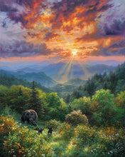 Charger l'image dans la galerie, Peinture par numéros Ours et coucher de soleil | Figured'Art complexe paysages animaux ours nouveautés