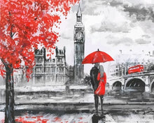 Charger l'image dans la galerie, peinture par numéros | Parapluie rouge à Londres | complexe romantique ville | FiguredArt