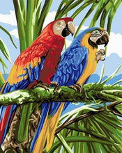 Charger l'image dans la galerie, peinture par numéros | Perroquets sous les tropiques | animaux facile oiseaux perroquets | FiguredArt