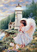 Charger l'image dans la galerie, peinture par numéros | Petit Ange près du Phare | animaux complexe nouveautés paysages religion | FiguredArt
