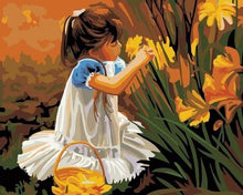 Charger l'image dans la galerie, peinture par numéros | Petite Fille cueillant des Fleurs | facile fleurs romantique | FiguredArt